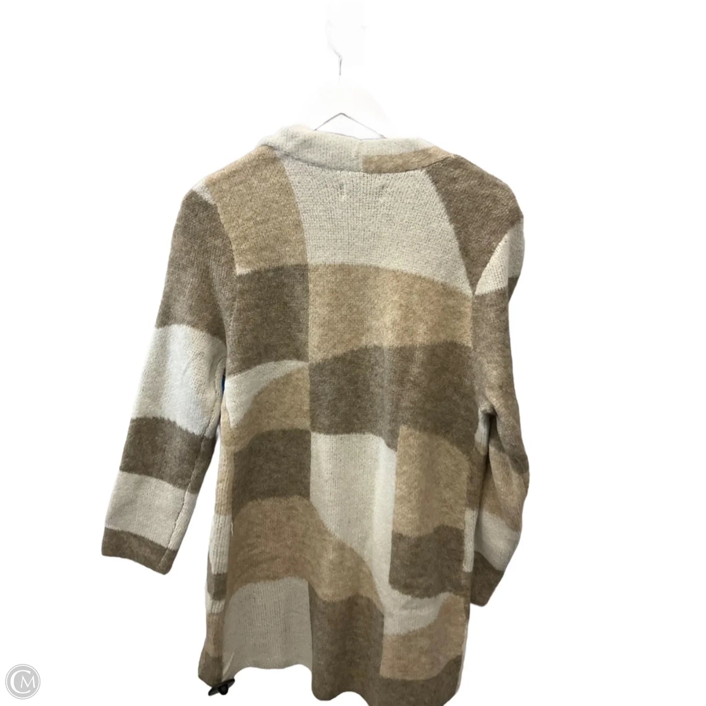 Sweater Cardigan By Nine West Apparel In Cream & Tan, Size: L