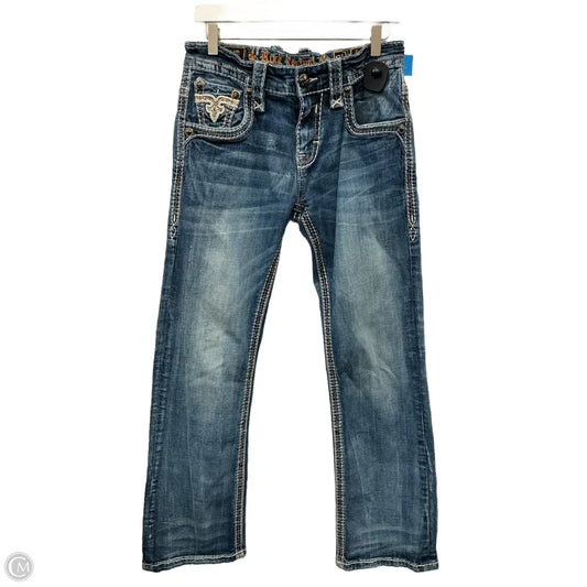 Jeans Straight By Rock Revival In Blue Denim, Size: 12
