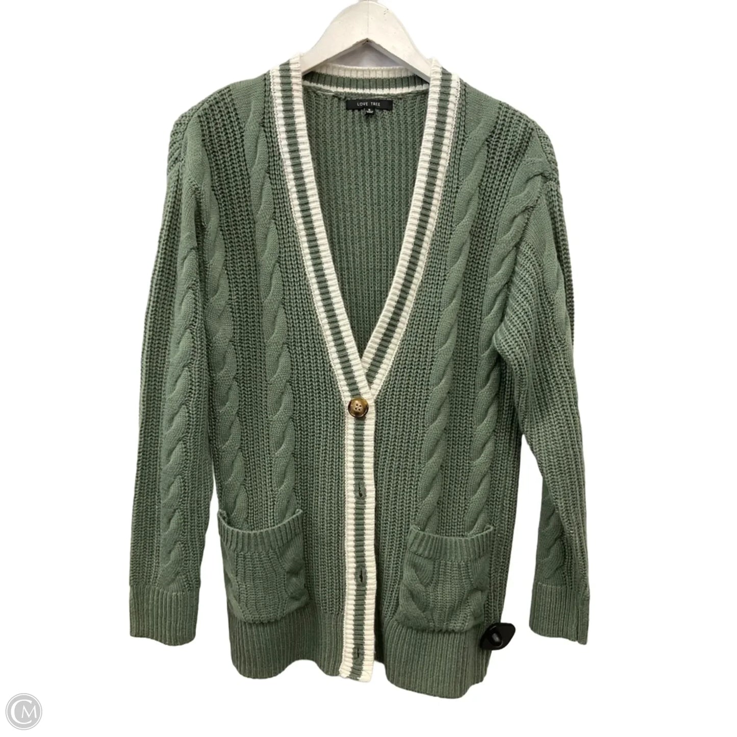 Sweater Cardigan By Love Tree In Green, Size: S