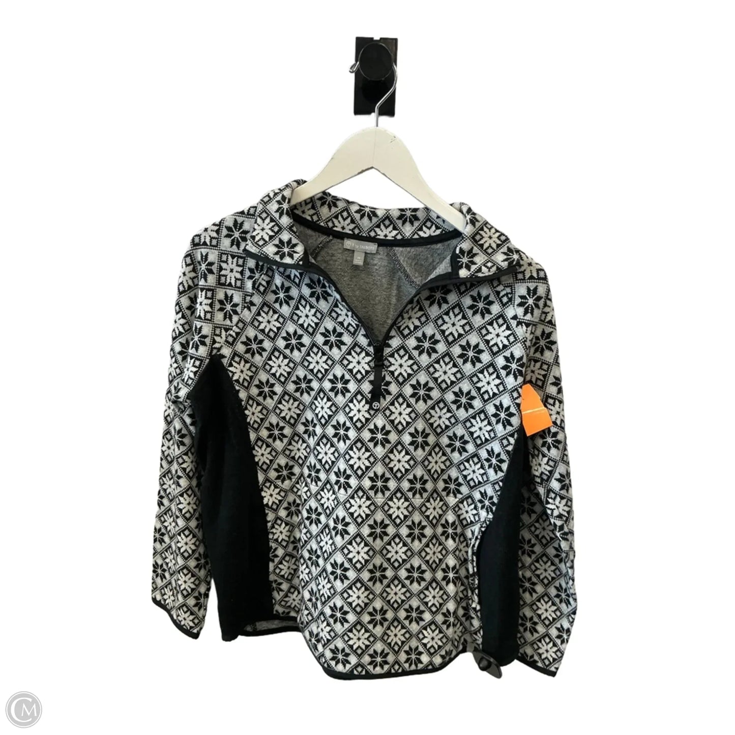 Athletic Sweatshirt Collar By Talbots In Black & White, Size: M