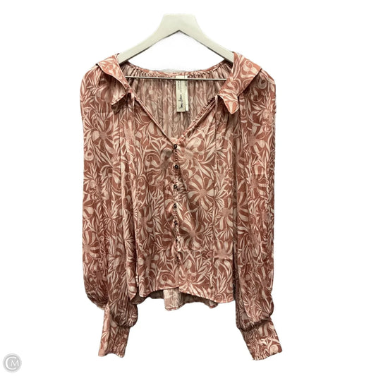 Blouse Long Sleeve By Anthropologie In Pink, Size: S