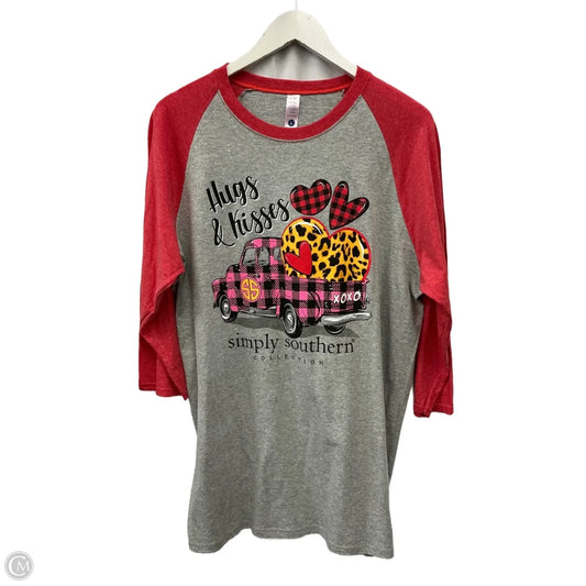 Top 3/4 Sleeve Basic By Simply Southern In Grey, Size: L