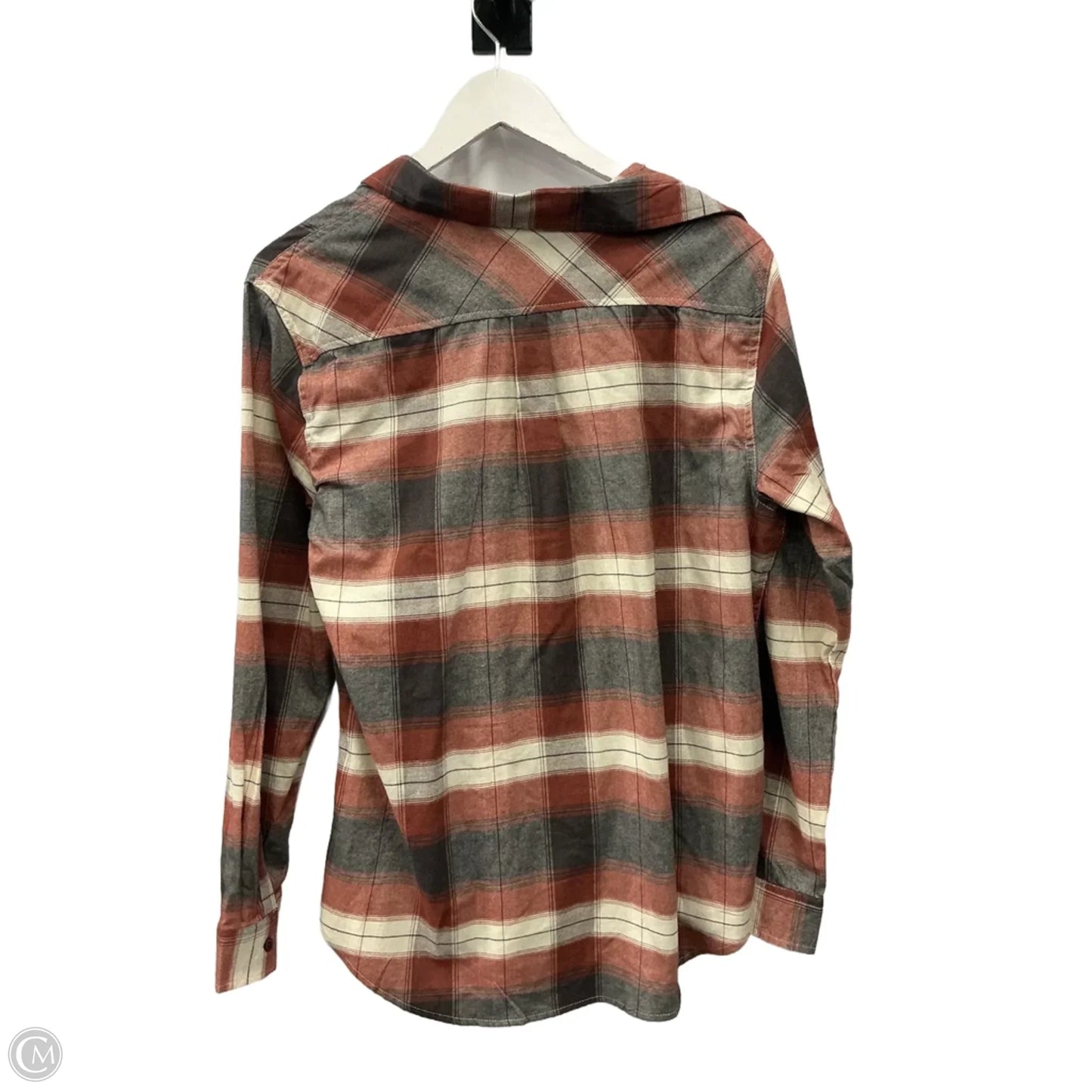 Top Long Sleeve By Weatherproof In Checkered Pattern, Size: L