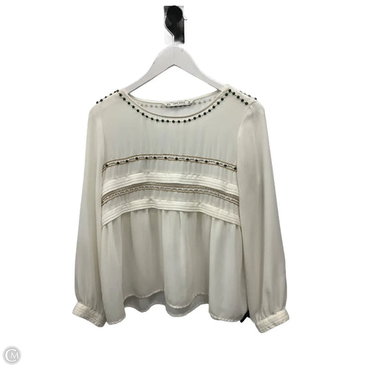 Blouse Long Sleeve By Zara In Cream, Size: M