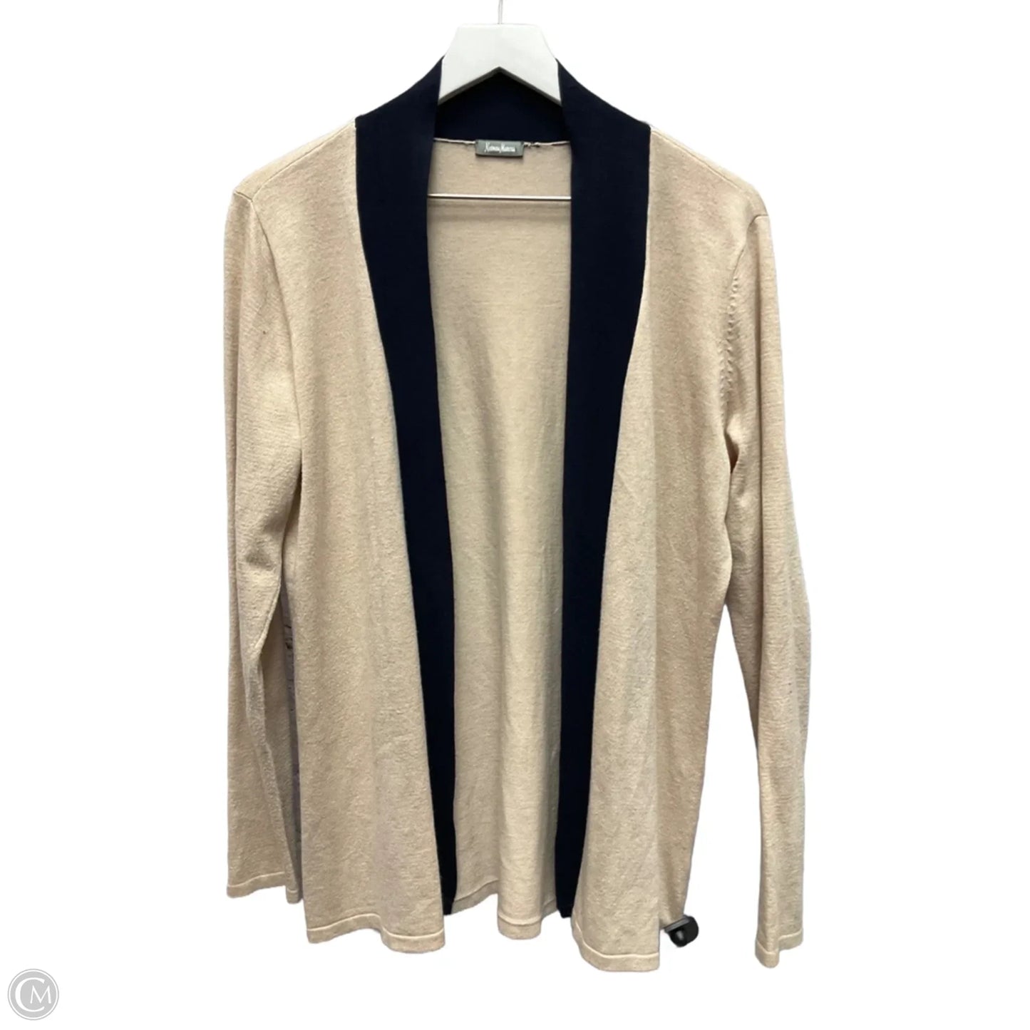 Sweater Cardigan Designer By Neiman Marcus In Tan, Size: L