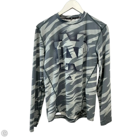 Athletic Top Long Sleeve Crewneck By Adidas In Grey, Size: S