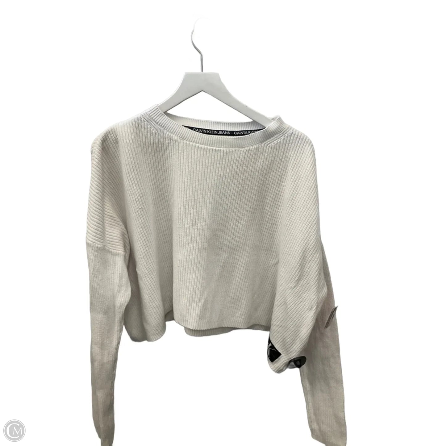 Top Long Sleeve By Calvin Klein In White, Size: M