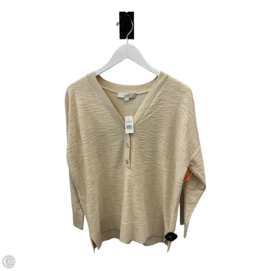 Top 3/4 Sleeve By Loft In Beige, Size: L