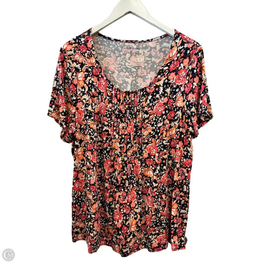 Top Short Sleeve By Croft And Barrow In Floral Print, Size: 1x