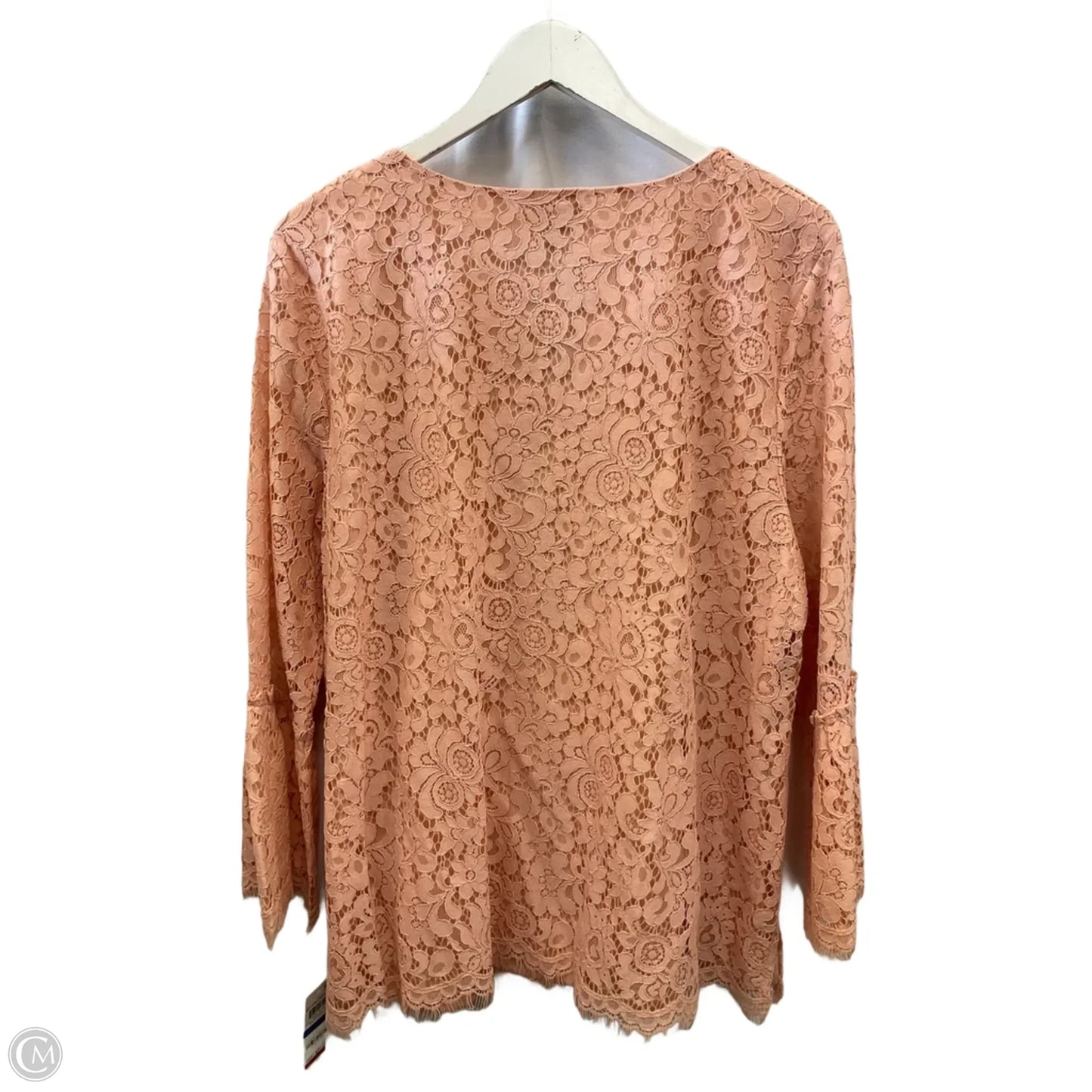 Top Long Sleeve By Jm Collections In Peach, Size: Xl