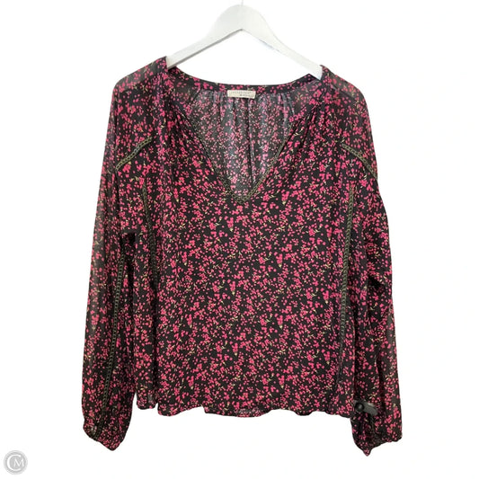 Top 3/4 Sleeve By Love Stitch In Black & Pink, Size: M