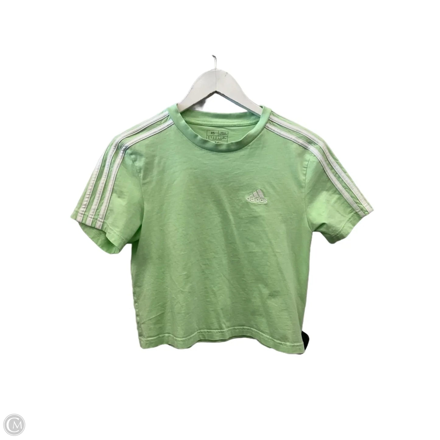 Athletic Top Short Sleeve By Adidas In Green, Size: Xs