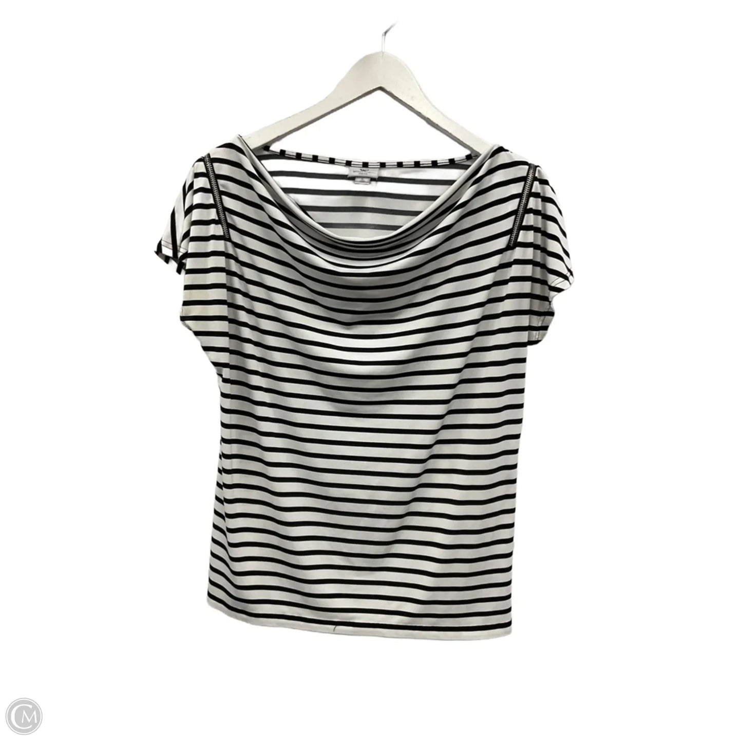Top Short Sleeve By Worthington In Striped Pattern, Size: L