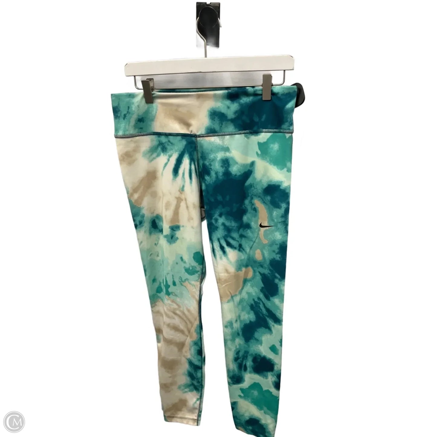 Athletic Leggings By Nike Apparel In Green & White, Size: L