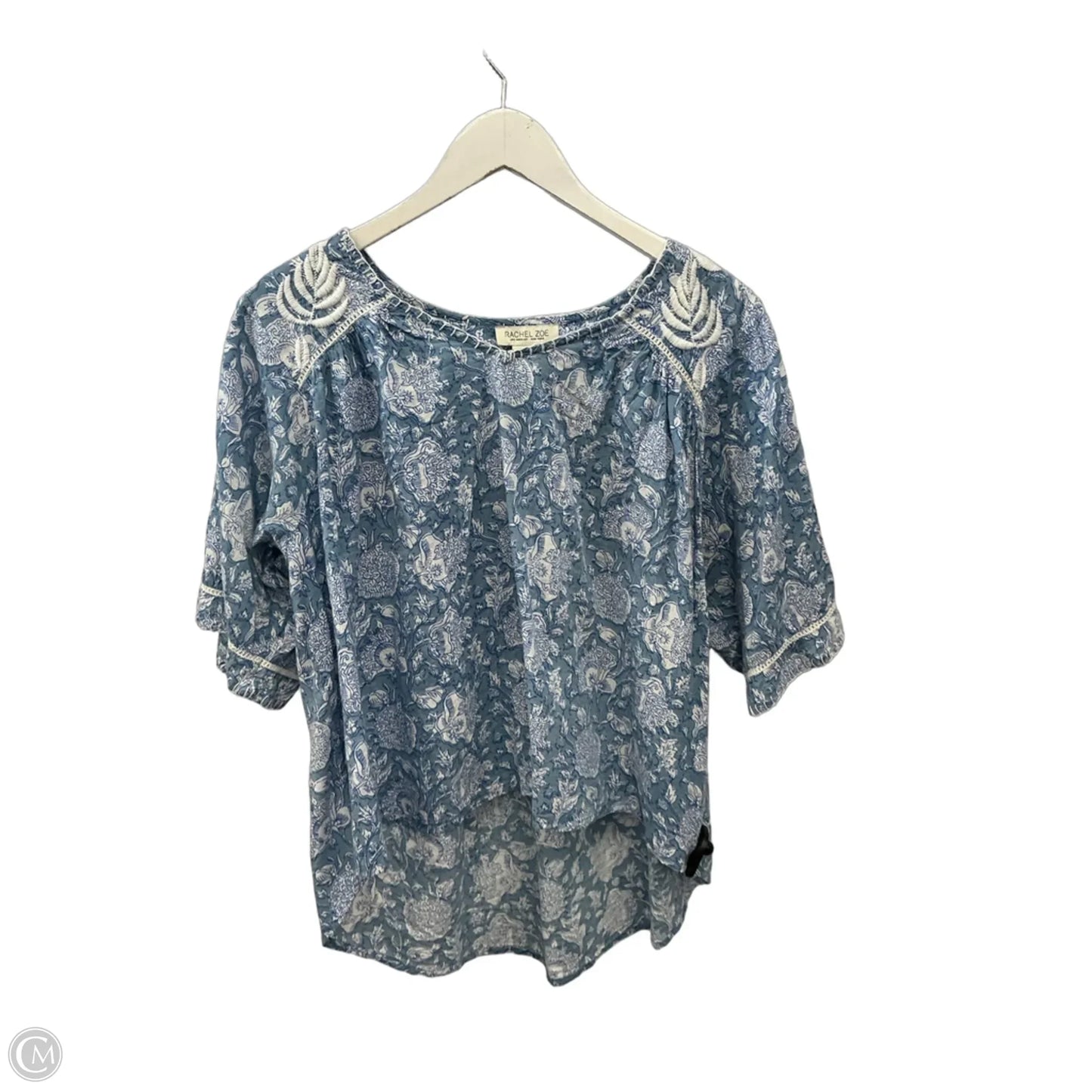 Top Short Sleeve By Rachel Zoe In Blue & White, Size: M