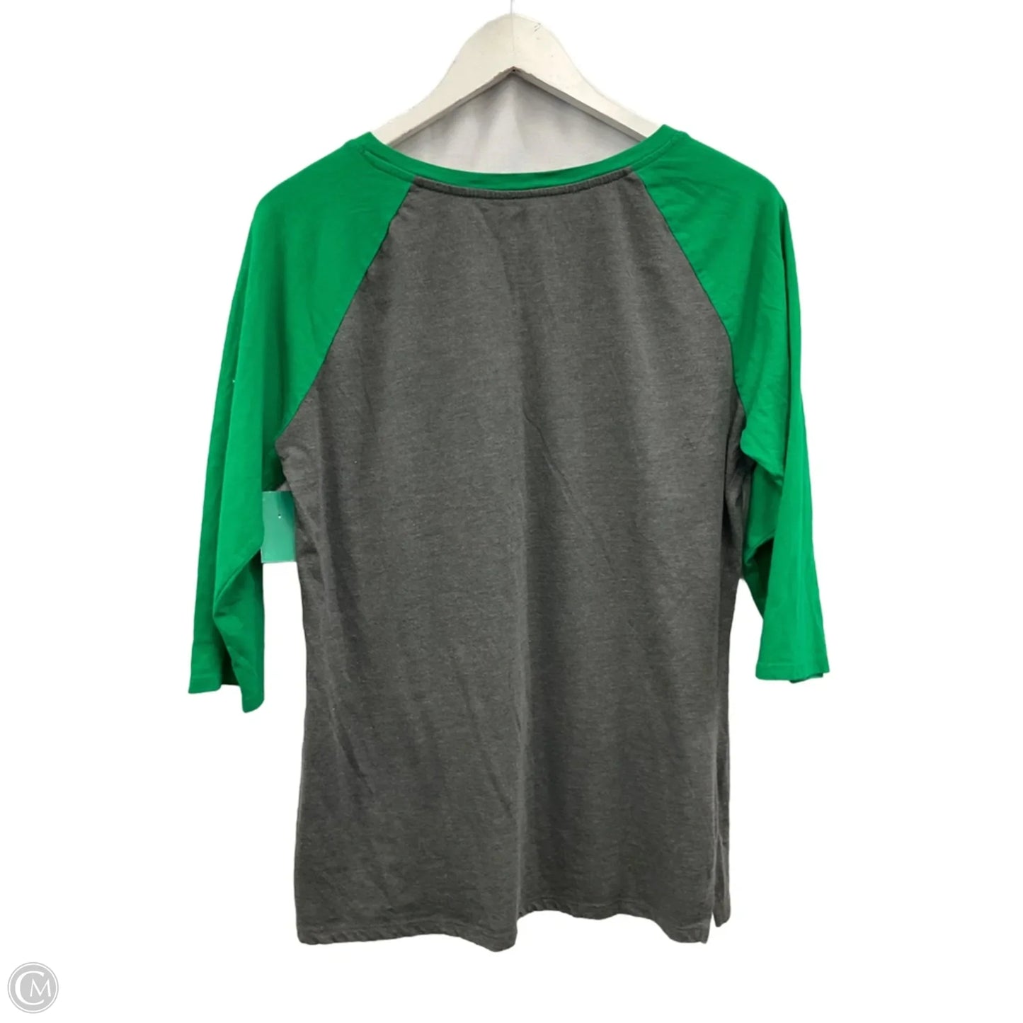 Top 3/4 Sleeve By Cmf In Green & Grey, Size: L