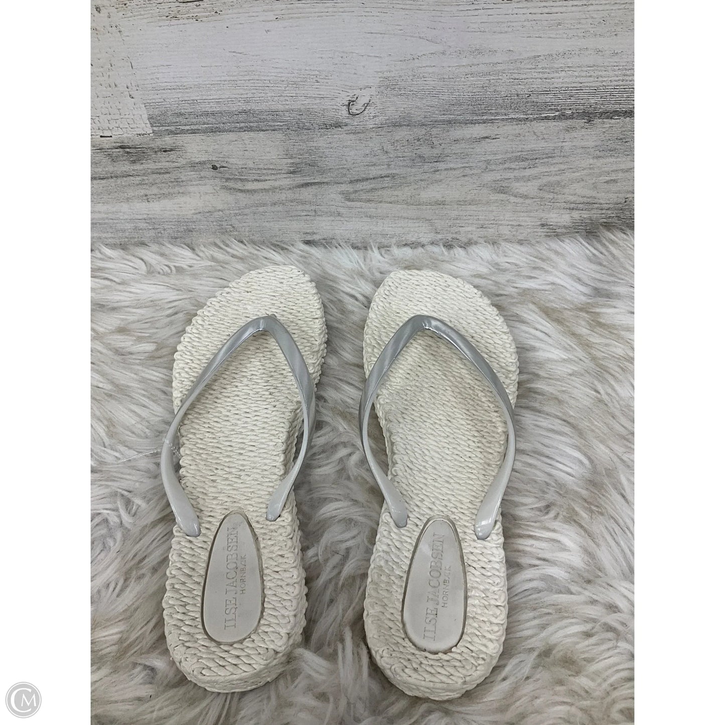 Sandals Flip Flops By Clothes Mentor In Silver, Size: 10