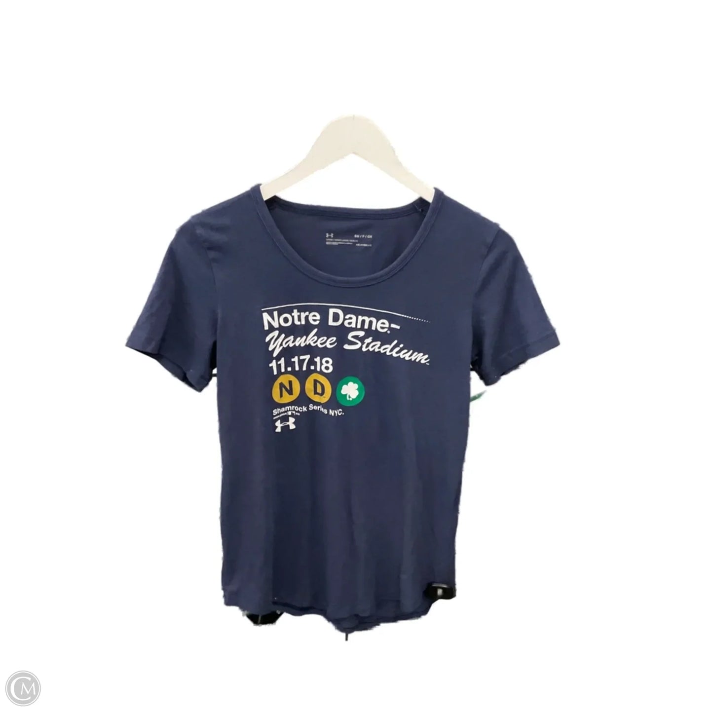 Athletic Top Short Sleeve By Under Armour In Navy, Size: S