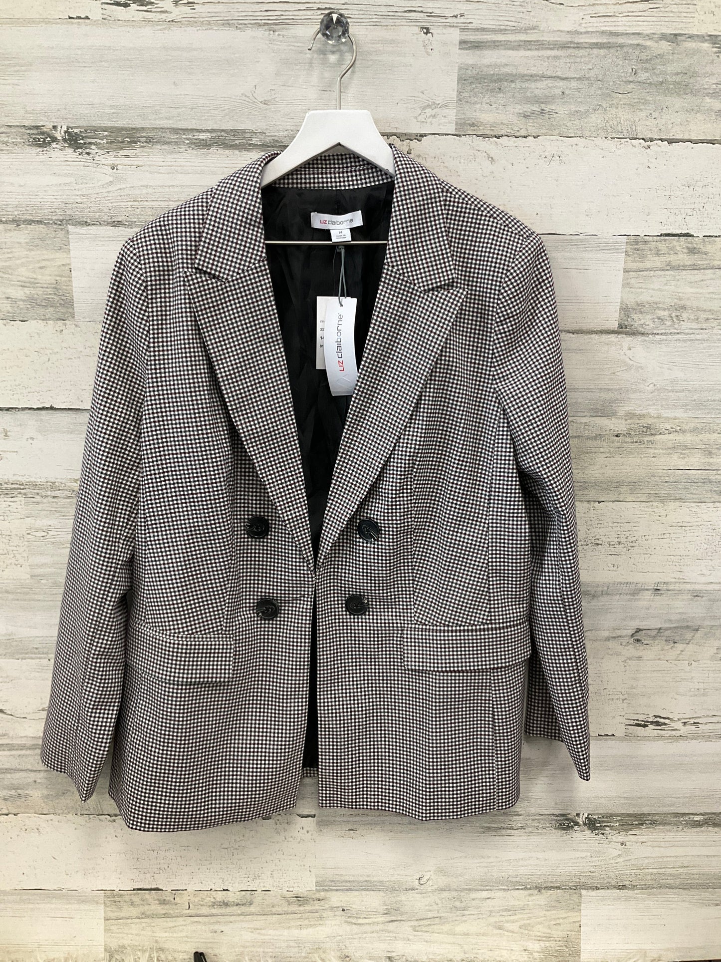 Blazer By Liz Claiborne In Checkered Pattern, Size: 14