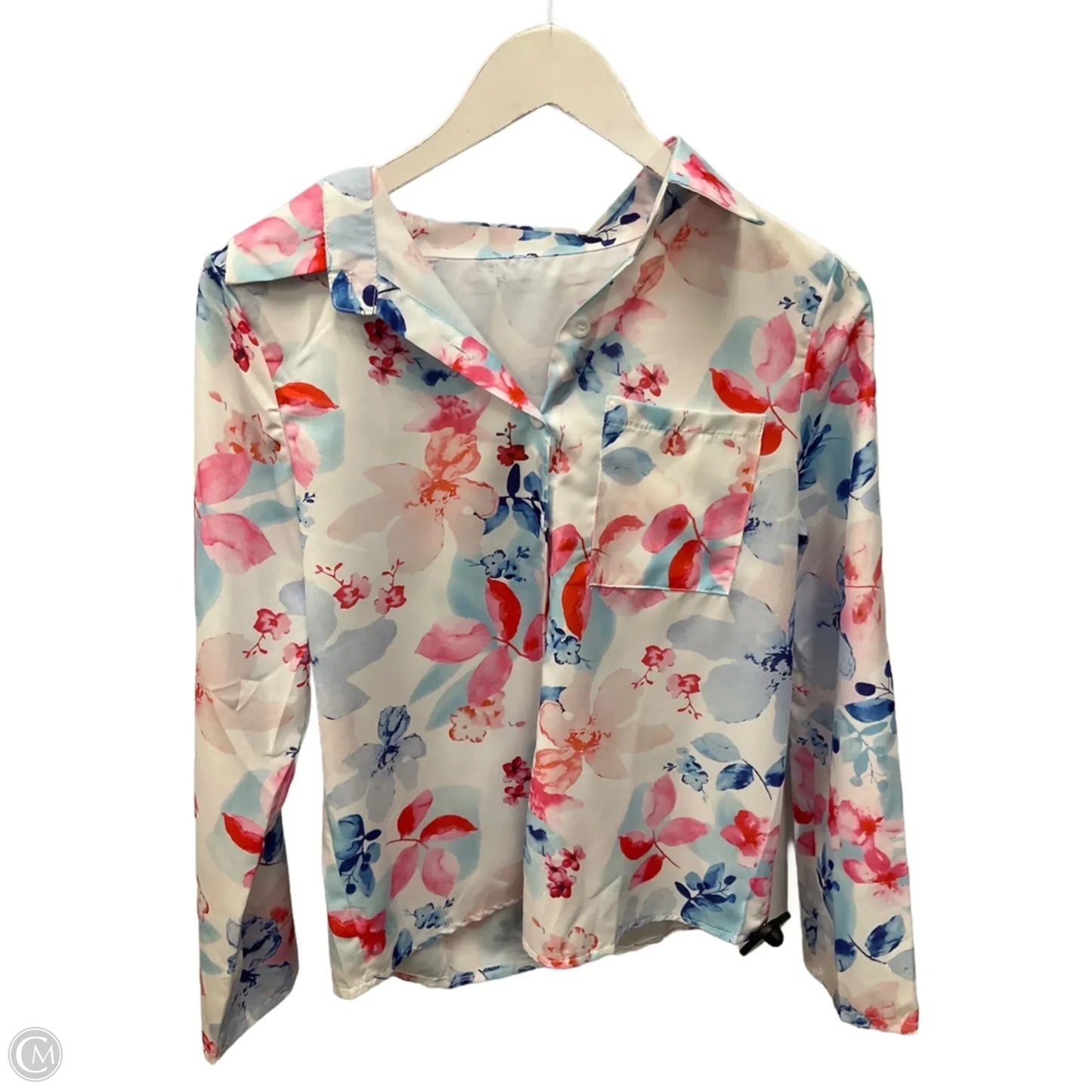 Top Long Sleeve By Shein In Floral Print, Size: M