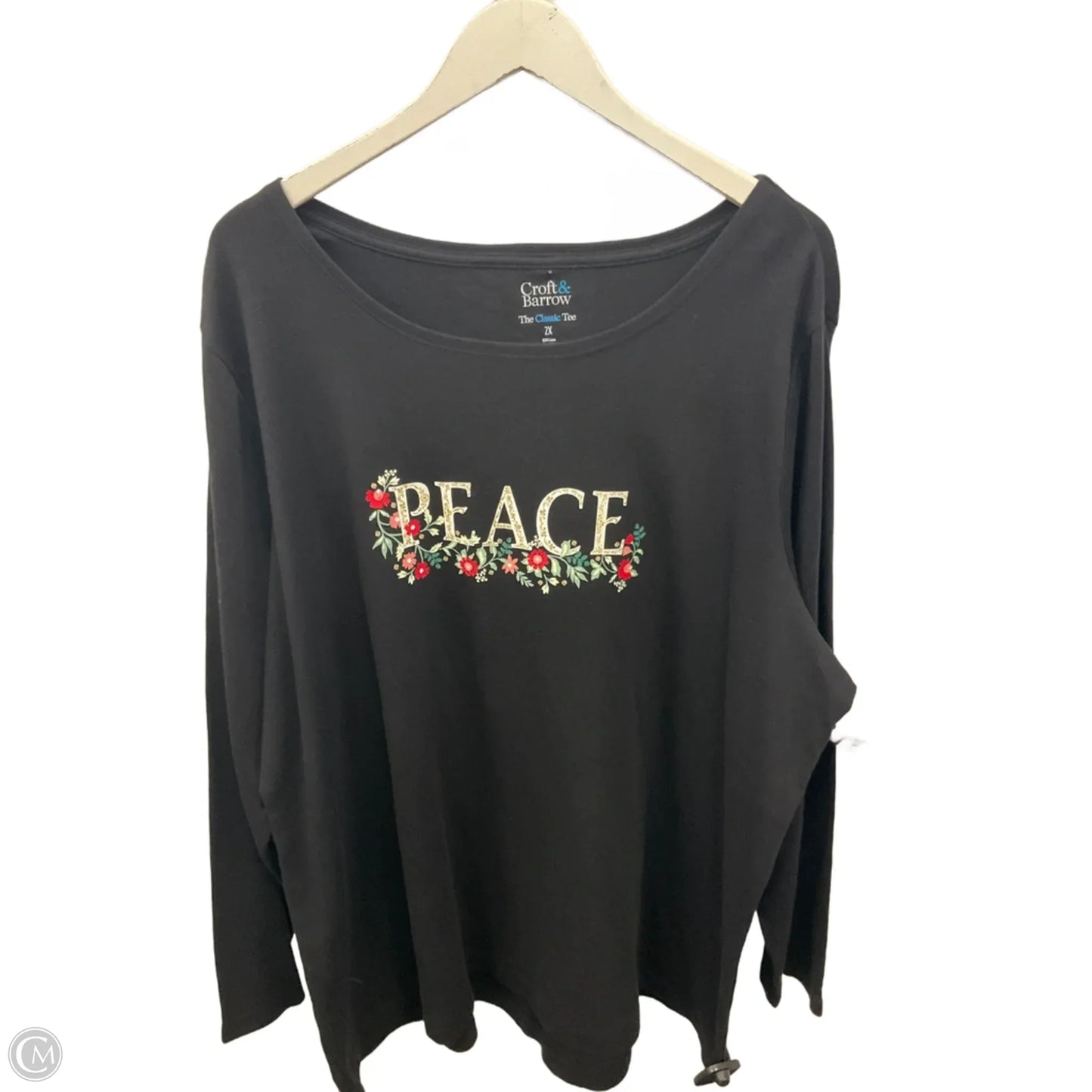 Top Long Sleeve By Croft And Barrow In Black, Size: 2x