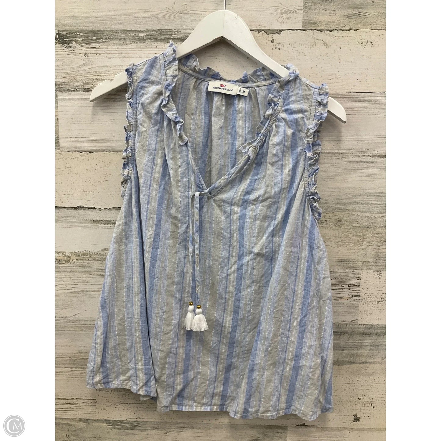 Top Sleeveless By Vineyard Vines In Blue & Grey, Size: M