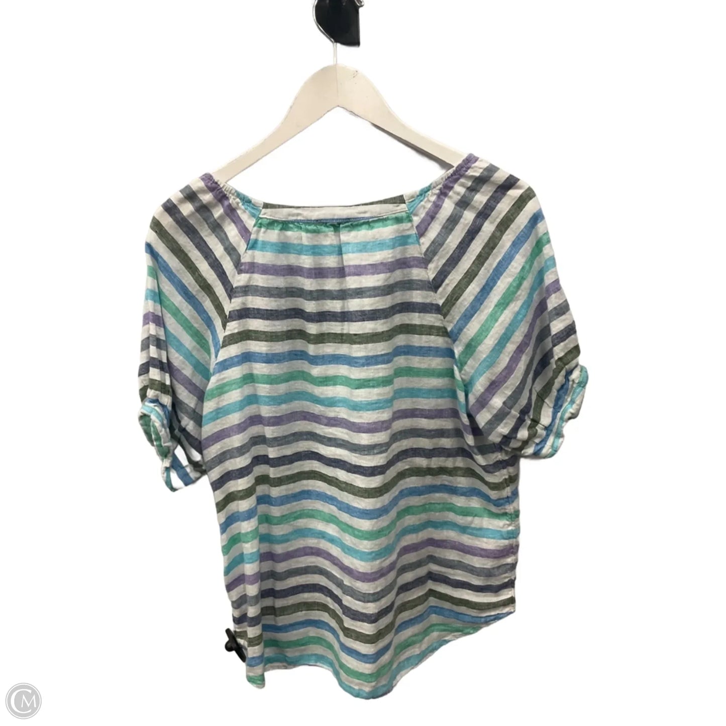 Top Short Sleeve By Talbots In Striped Pattern, Size: L