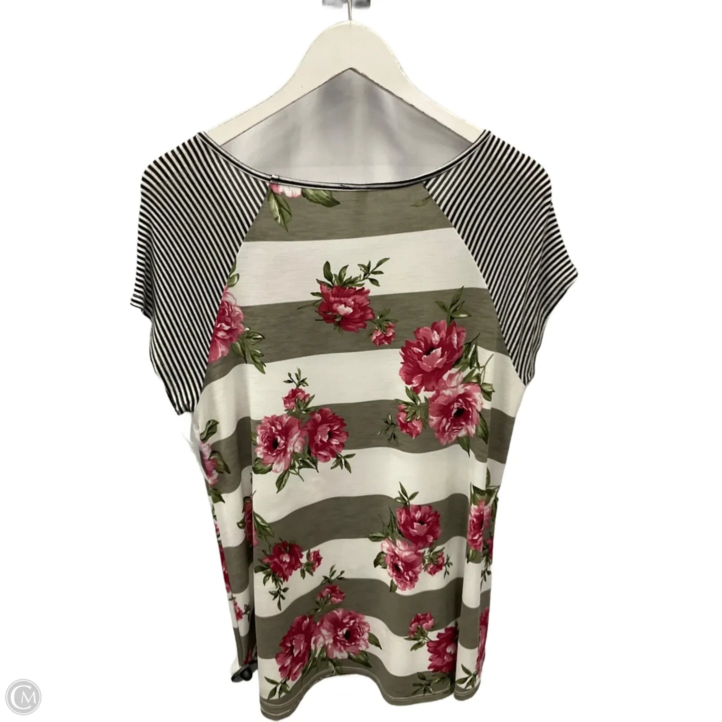 Top Short Sleeve By Clothes Mentor In Grey & White, Size: L