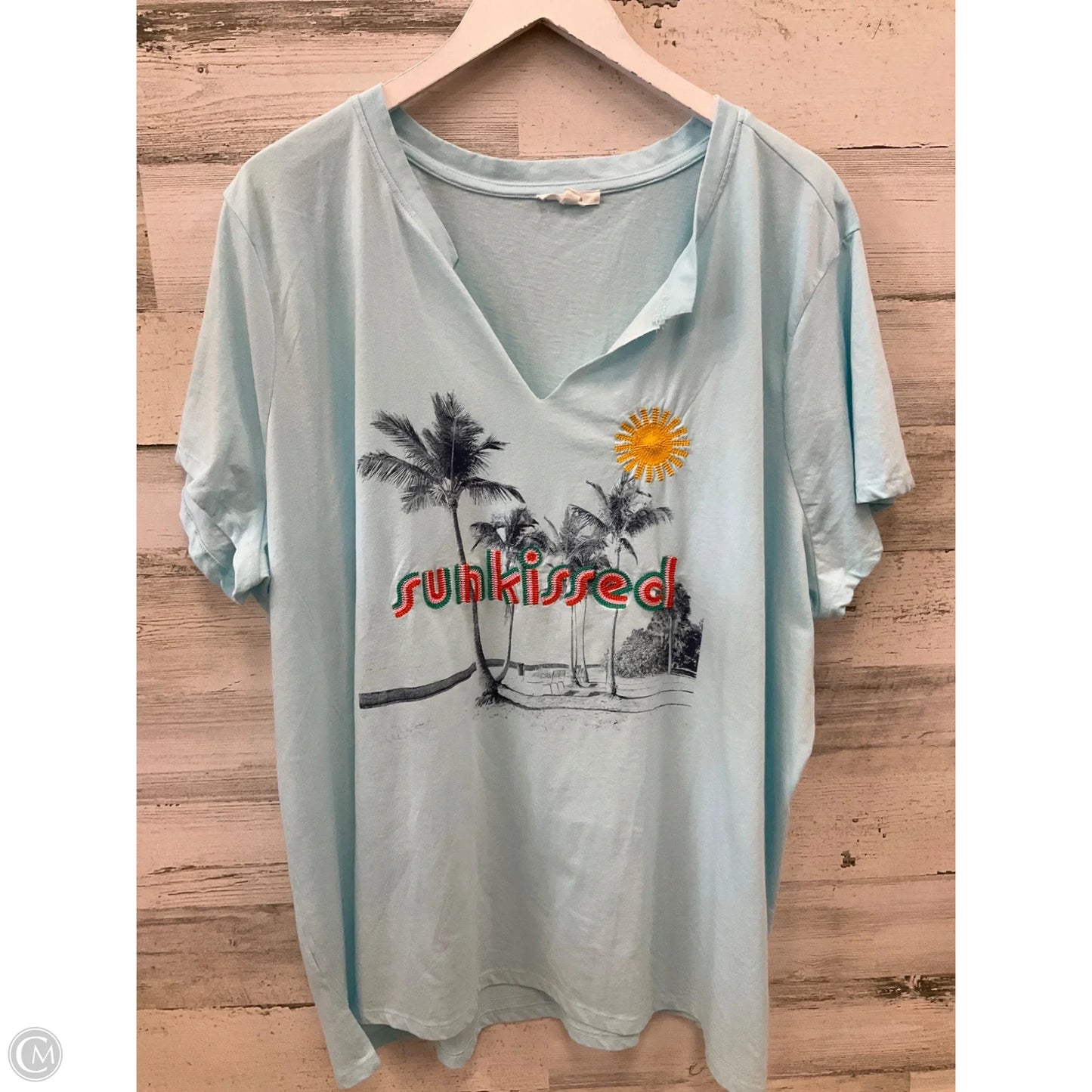 Top Short Sleeve By Maurices In Aqua, Size: 3x