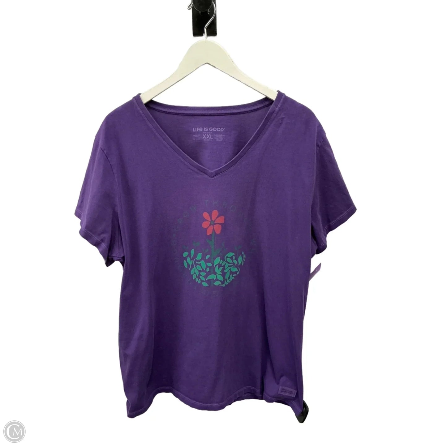 Top Short Sleeve By Life Is Good In Purple, Size: Xxl