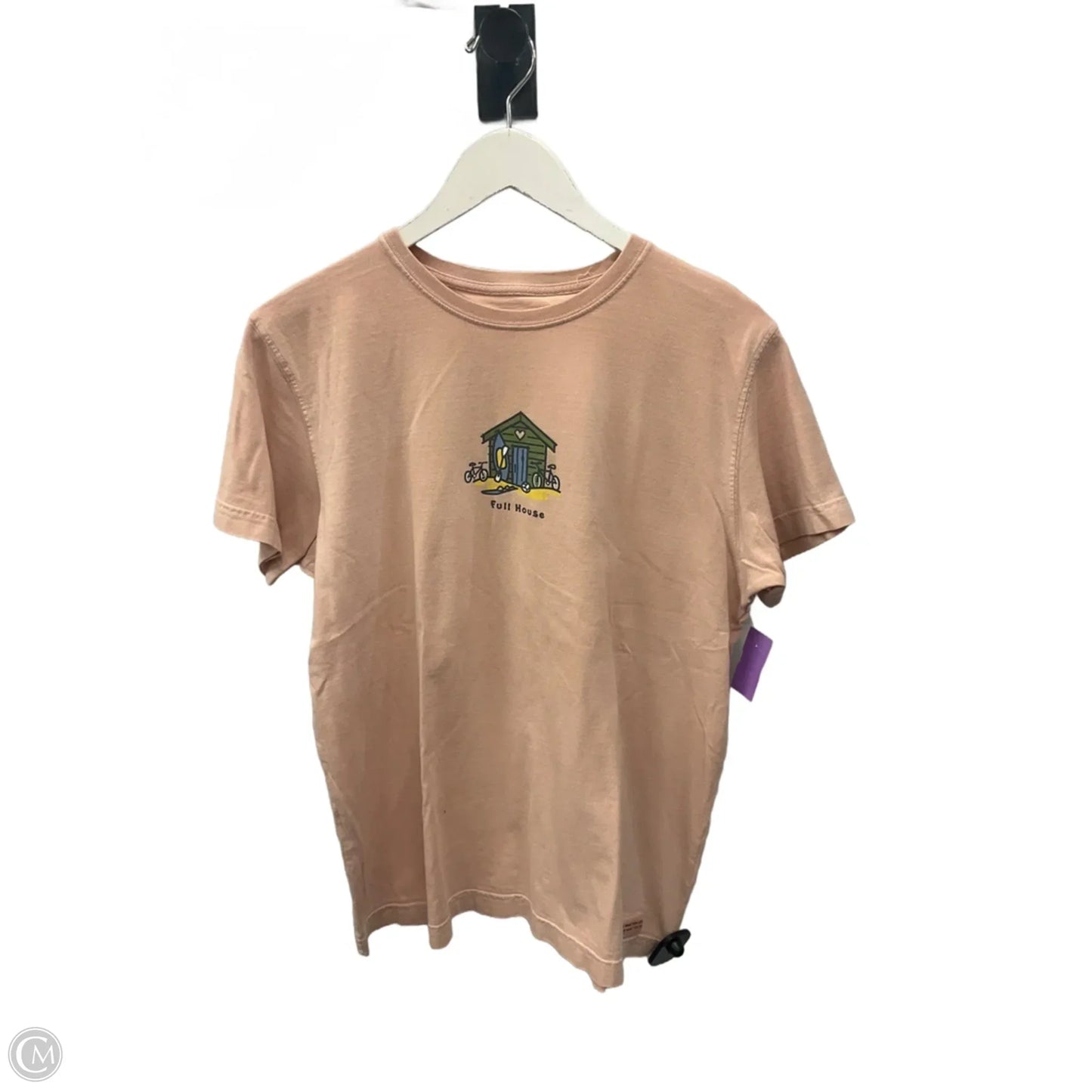 Top Short Sleeve By Life Is Good In Peach, Size: L