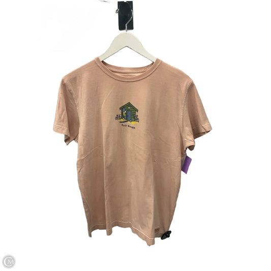Top Short Sleeve By Life Is Good In Peach, Size: L