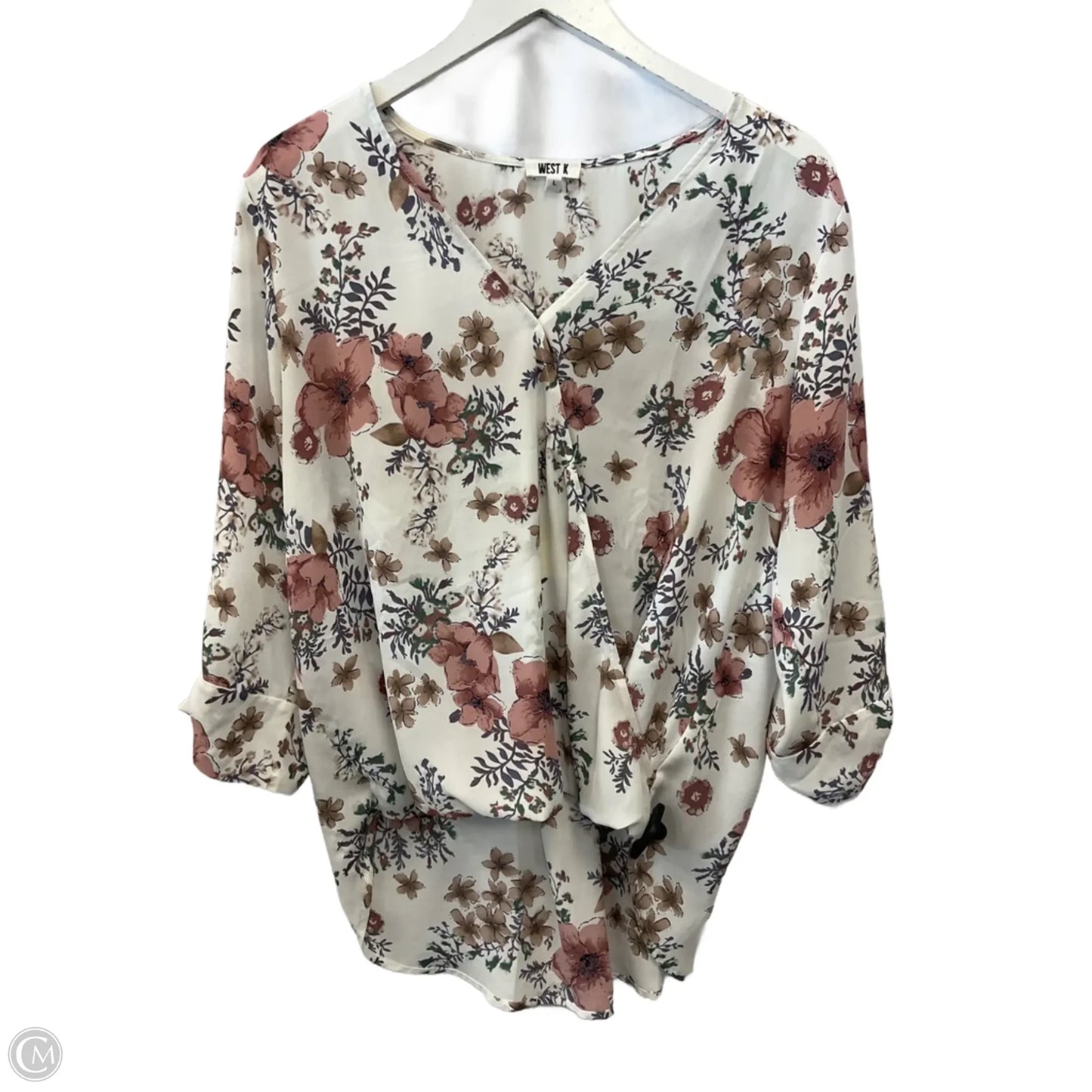 Top 3/4 Sleeve By West Kei In Cream, Size: L