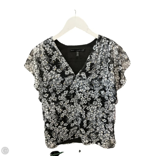 Blouse Short Sleeve By White House Black Market In Floral Print, Size: Xxs