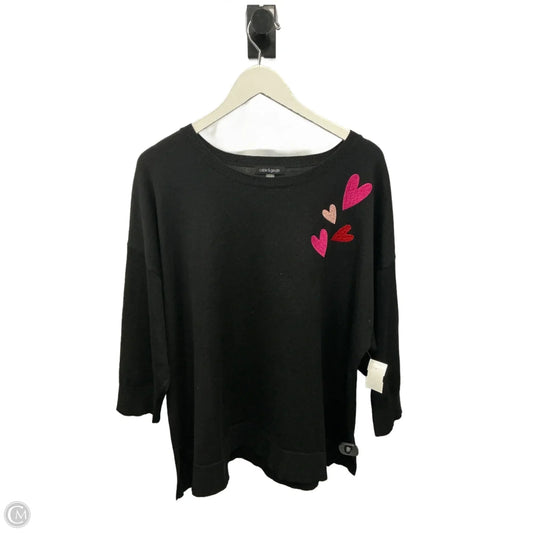 Sweater Short Sleeve By Cable And Gauge In Black, Size: 2x