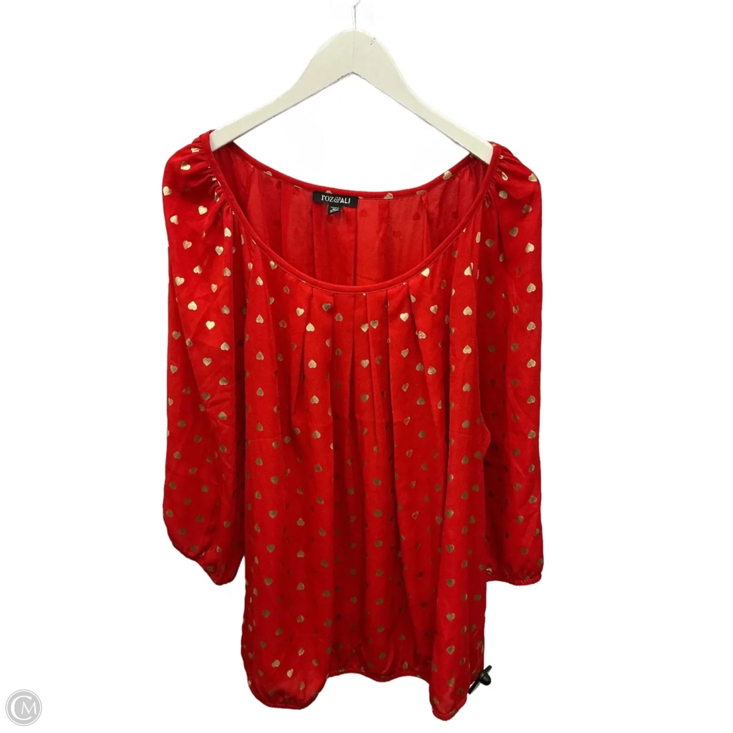 Top 3/4 Sleeve By Roz And Ali In Red, Size: 3x