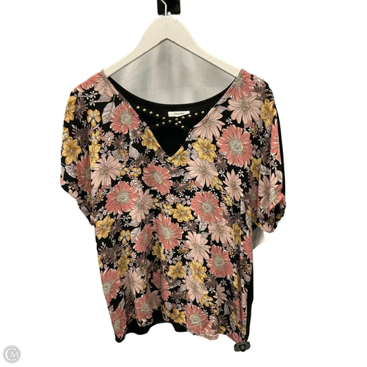 Top Short Sleeve By Maurices In Floral Print, Size: L