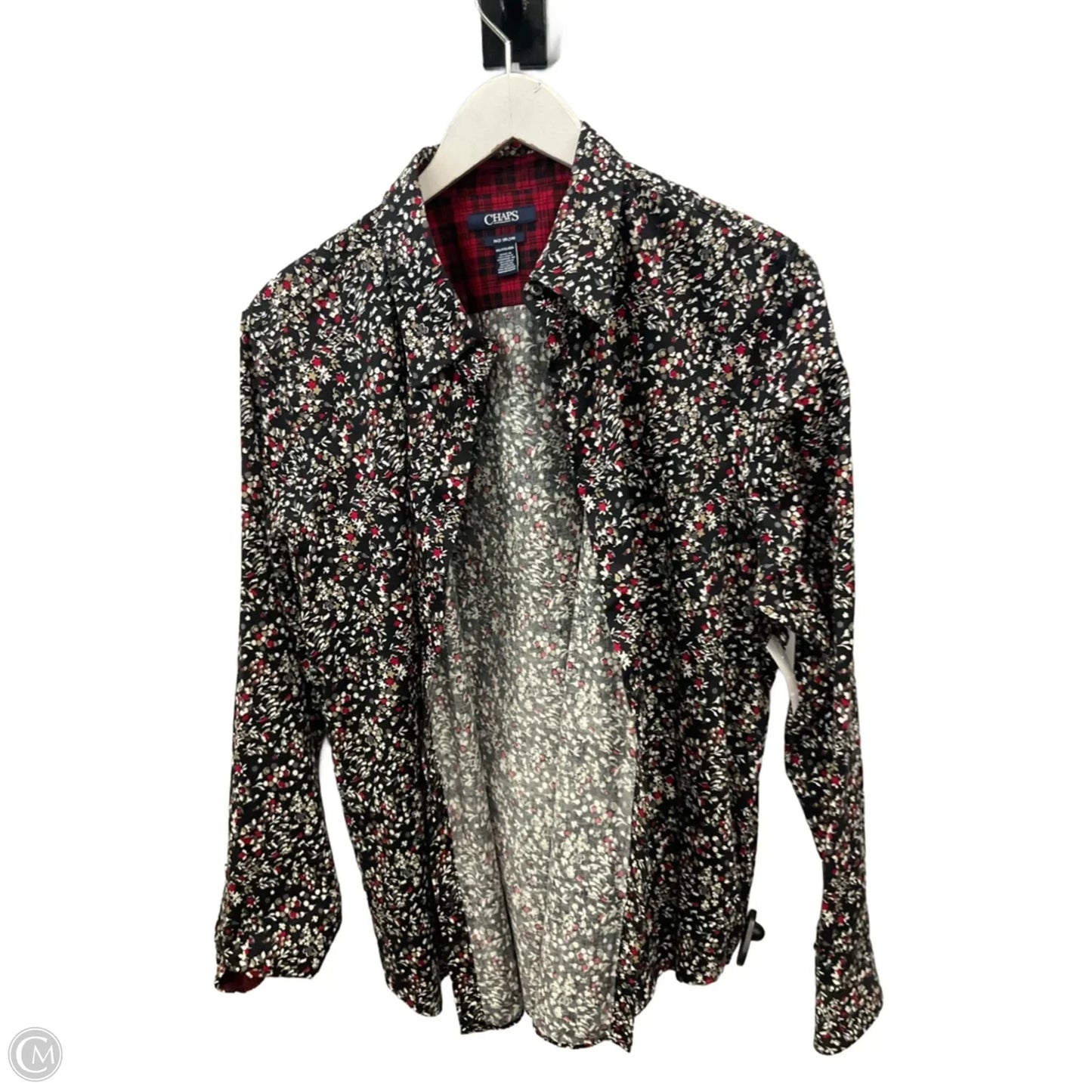 Top Long Sleeve By Chaps In Black & Red, Size: Xxl