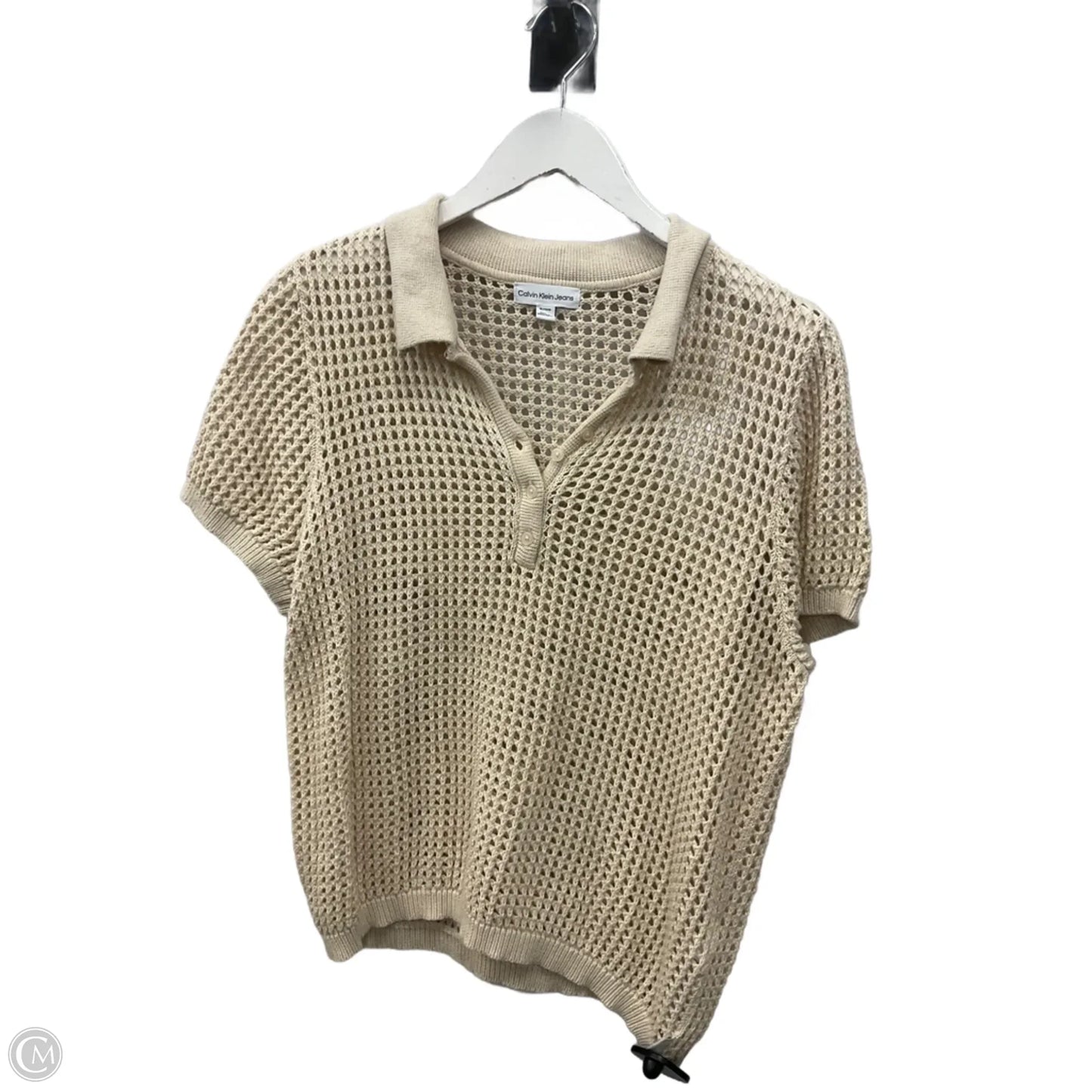 Top Short Sleeve By Calvin Klein In Beige, Size: Xl