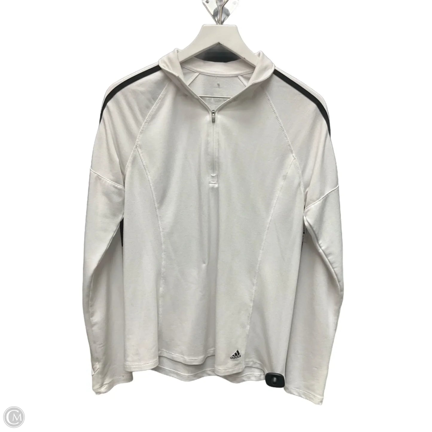 Athletic Top Long Sleeve Collar By Adidas In White, Size: M