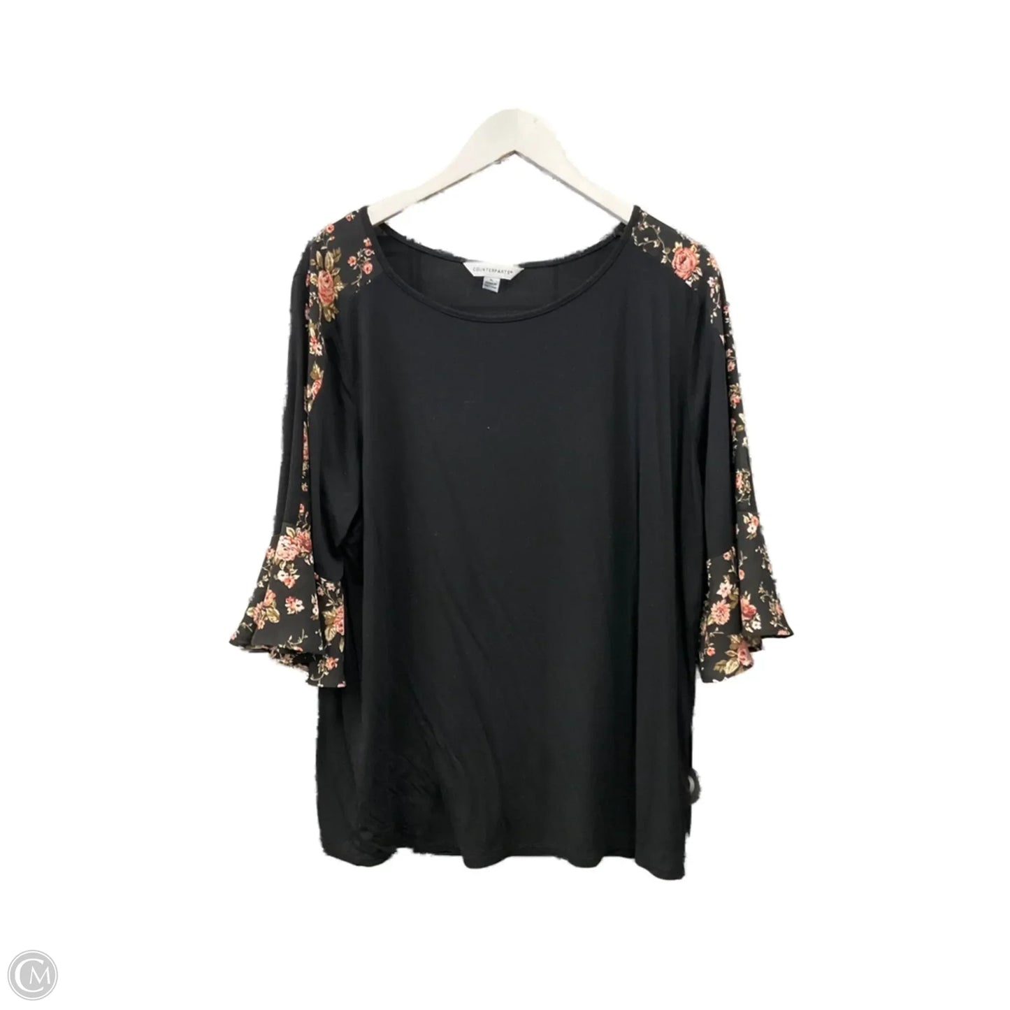 Top 3/4 Sleeve By Counterparts In Black, Size: Xl