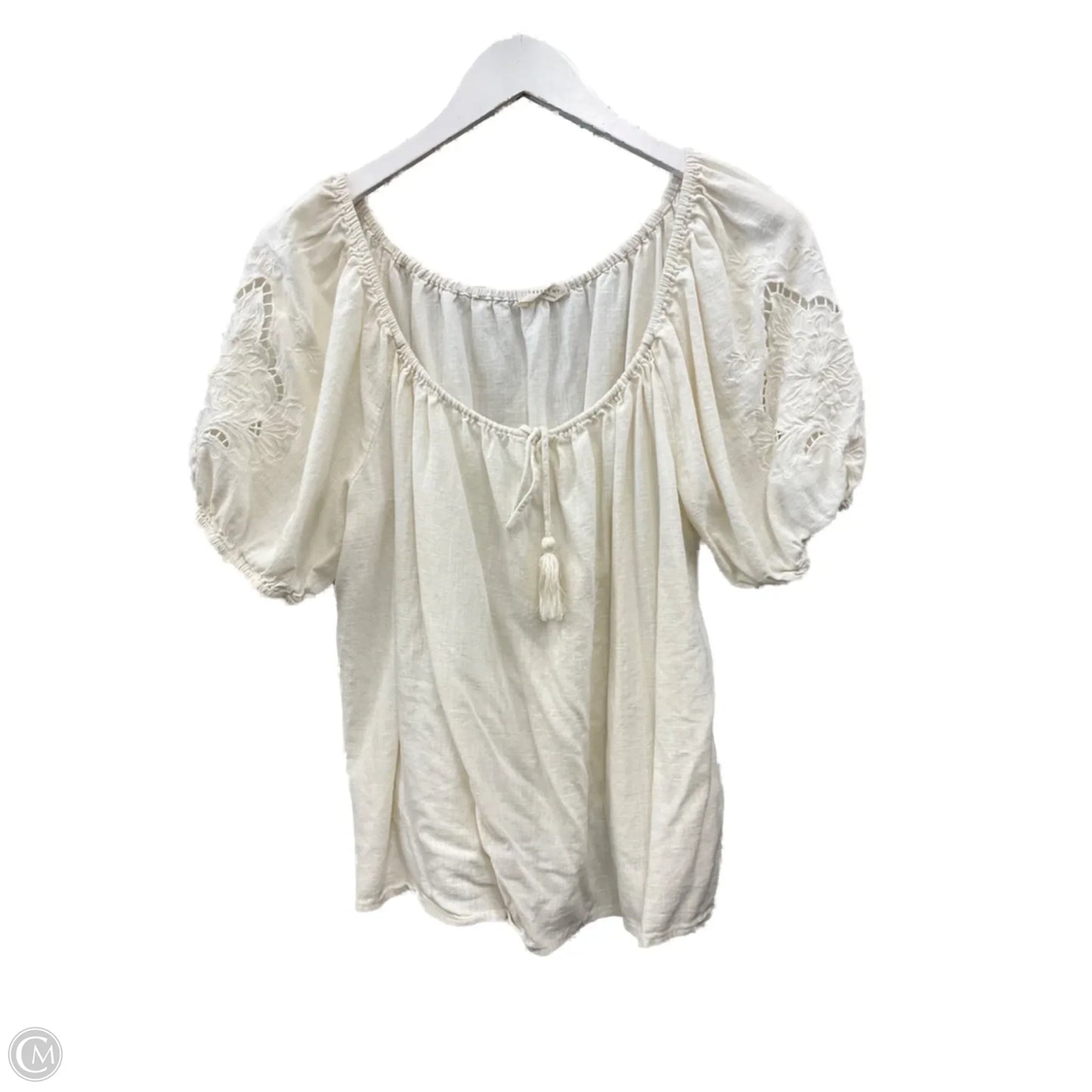 Top Short Sleeve By Love Stitch In Cream, Size: L