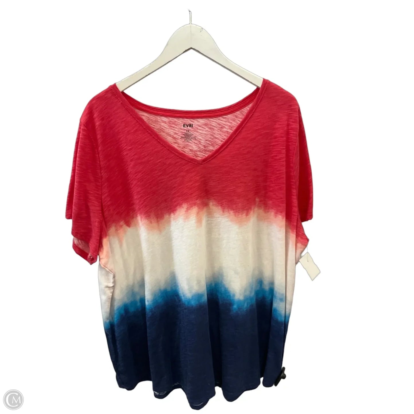 Top Short Sleeve By Evri In Blue & Red & White, Size: 2x