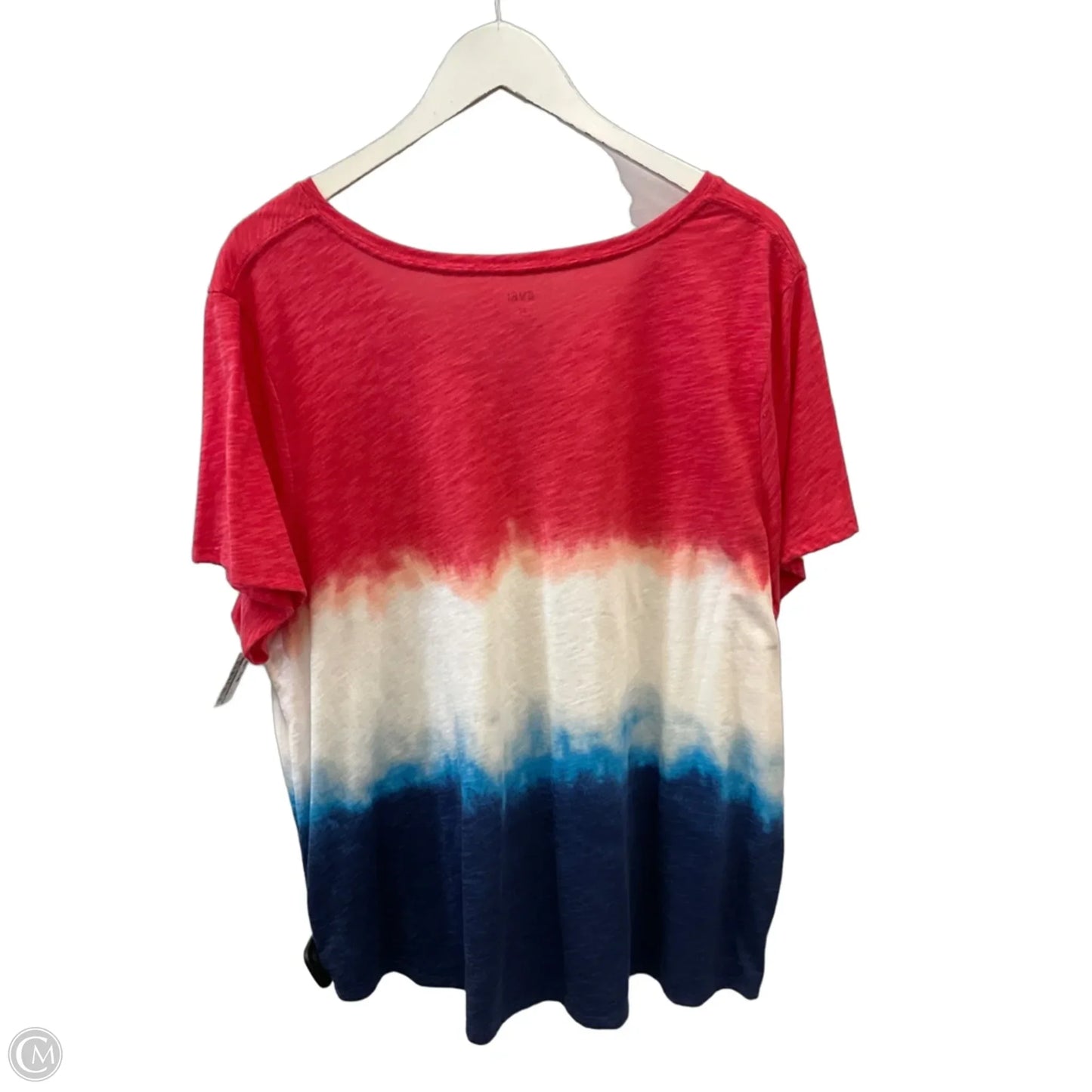 Top Short Sleeve By Evri In Blue & Red & White, Size: 2x