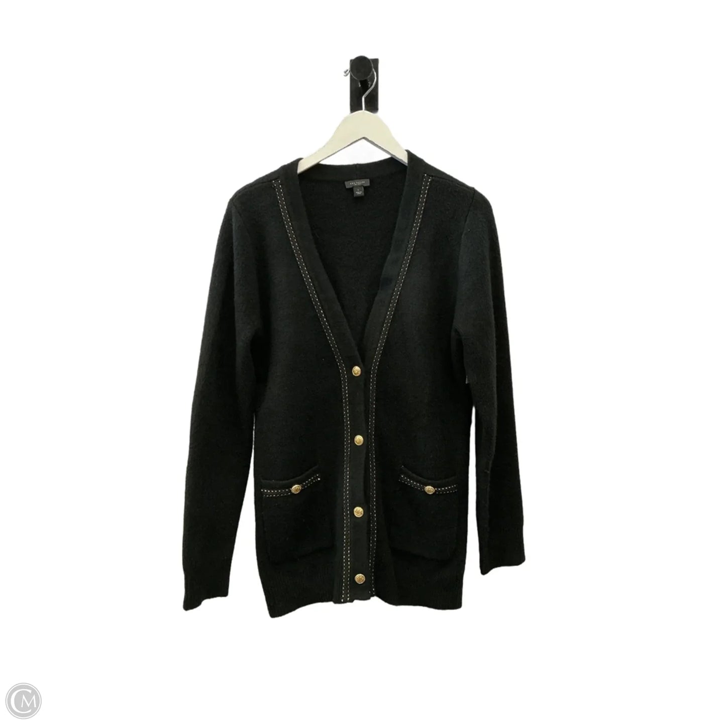 Sweater Cardigan By Ann Taylor In Black, Size: L