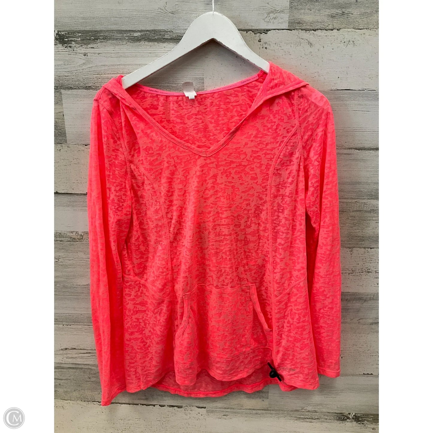 Athletic Top Long Sleeve Hoodie By Calvin Klein Performance In Orange, Size: M