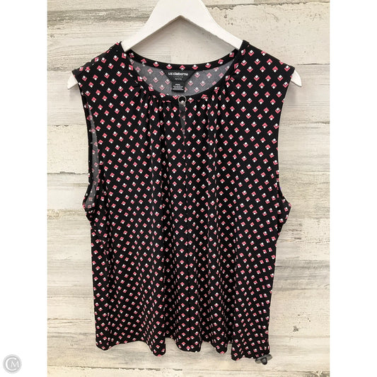 Top Sleeveless By Liz Claiborne In Black & Pink, Size: Xxl