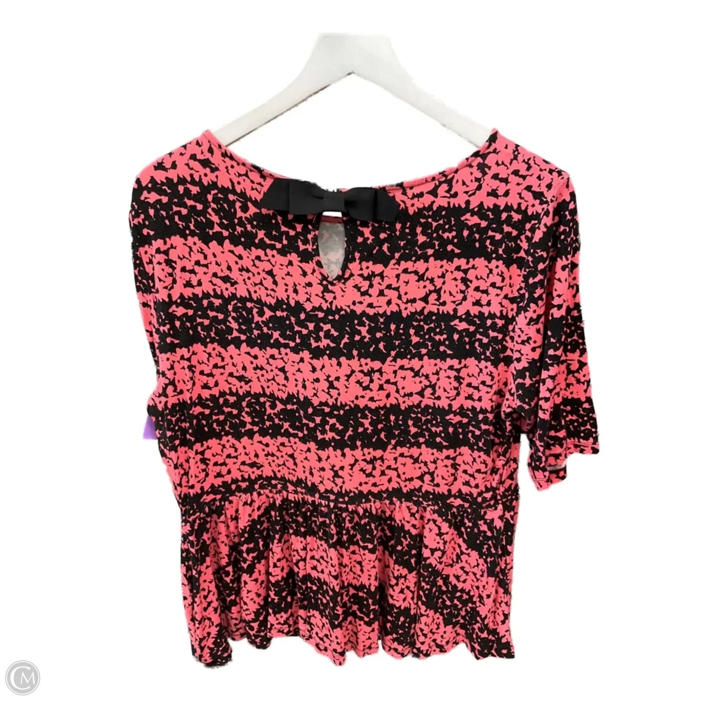 Top Short Sleeve By Elle In Black & Pink, Size: L