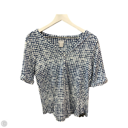 Top Short Sleeve By Chicos In Blue & White, Size: S