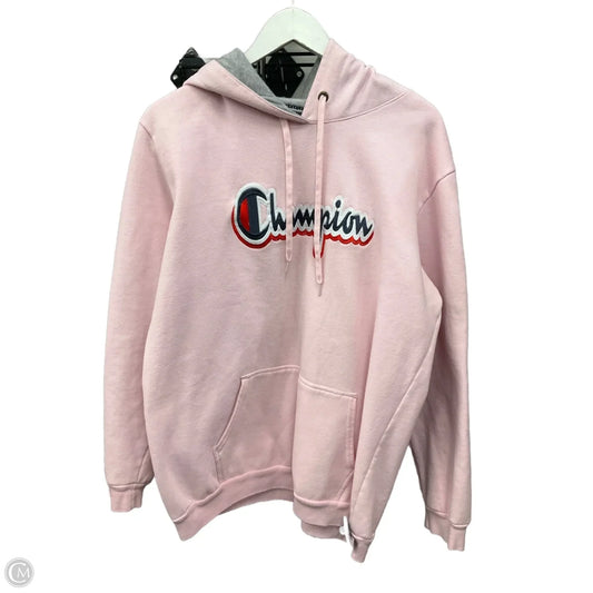 Sweatshirt Hoodie By Champion In Pink, Size: L